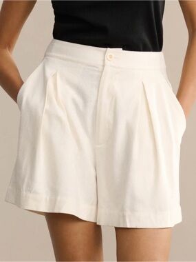 Jenni Kayne Relaxed Pleated Short Ivory Size 12 NWT $265